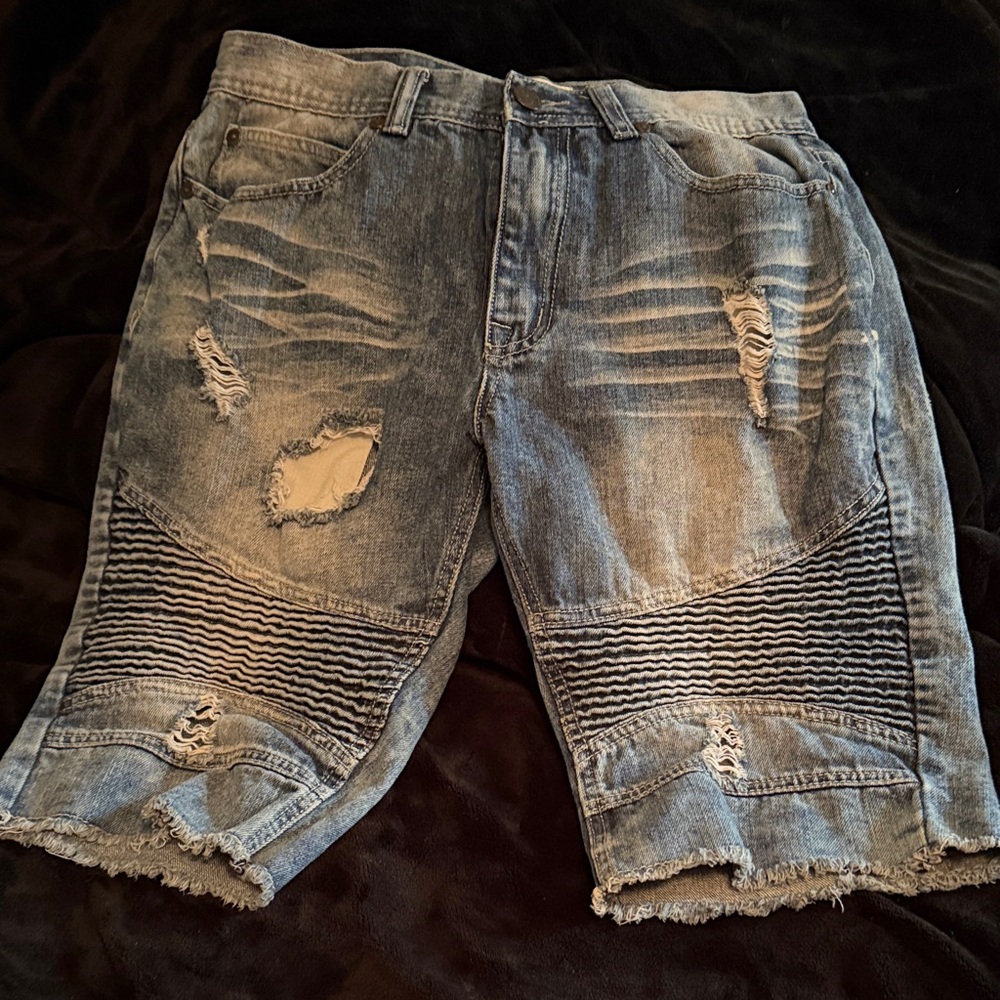 Distressed Blue Jean Shorts for Men